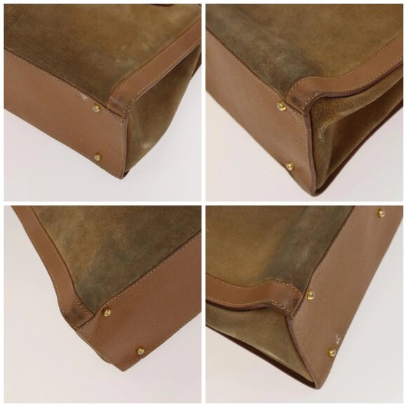 GUCCI Bamboo Hand Bag Suede Beige Gold - Picture 15 of 15